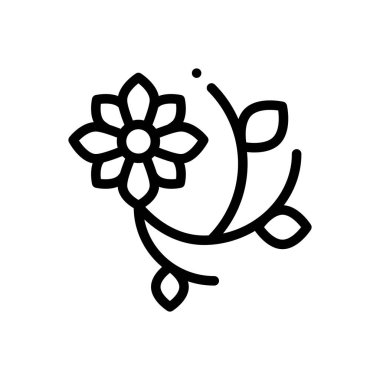 Çiçek tasarım ikonu. Beyaz Arkaplanda İnce Doğrusal Tasarım