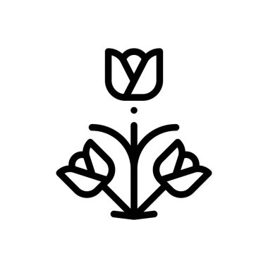 Çiçek tasarım ikonu. Beyaz Arkaplanda İnce Doğrusal Tasarım