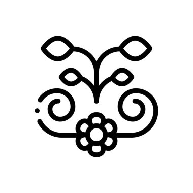 Çiçek tasarım ikonu. Beyaz Arkaplanda İnce Doğrusal Tasarım