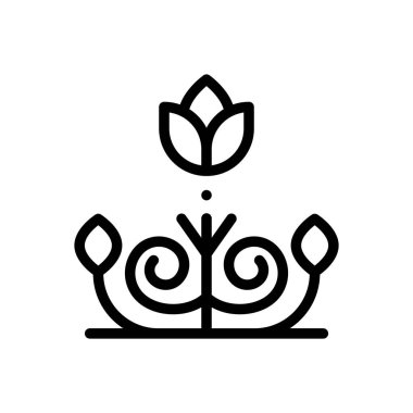 Çiçek tasarım ikonu. Beyaz Arkaplanda İnce Doğrusal Tasarım