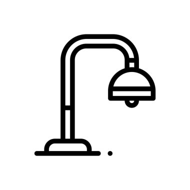 Yer lambası ikonu. Beyaz Arkaplanda İnce Doğrusal Tasarım