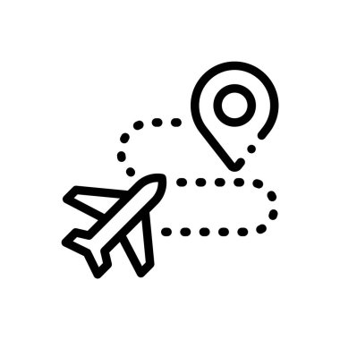 Uçuş rotası simgesi. Beyaz Arkaplanda İnce Doğrusal Tasarım