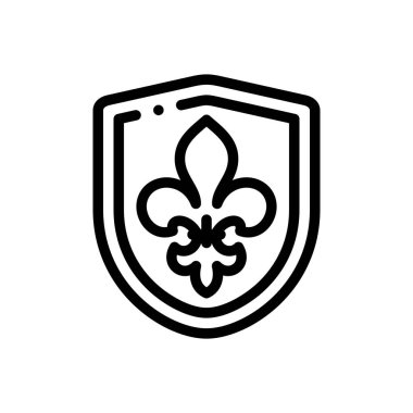 Fleur de lis ikonu. Beyaz Arkaplanda İnce Doğrusal Tasarım