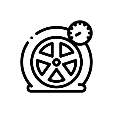 Patlak lastik ikonu. Beyaz Arkaplanda İnce Doğrusal Tasarım