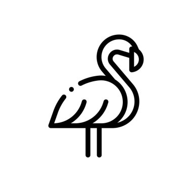 Flamingo ikonu. Beyaz Arkaplanda İnce Doğrusal Tasarım