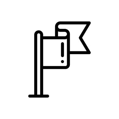 Bayrak simgesi. Beyaz Arkaplanda İnce Doğrusal Tasarım