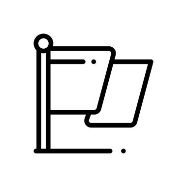 Bayrak simgesi. Beyaz Arkaplanda İnce Doğrusal Tasarım