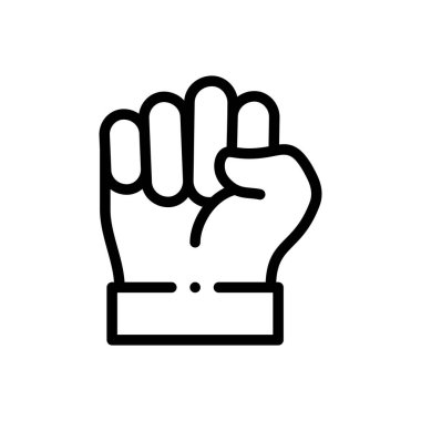 Yumruk simgesi. Beyaz Arkaplanda İnce Doğrusal Tasarım