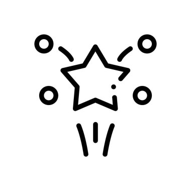 Havai fişek ikonu. Beyaz Arkaplanda İnce Doğrusal Tasarım