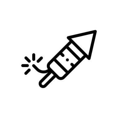 Havai fişek ikonu. Beyaz Arkaplanda İnce Doğrusal Tasarım