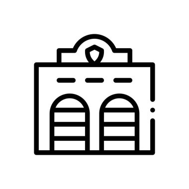 İtfaiye ikonu. Beyaz Arkaplanda İnce Doğrusal Tasarım