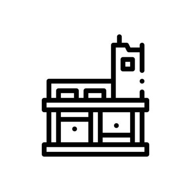 İtfaiye ikonu. Beyaz Arkaplanda İnce Doğrusal Tasarım