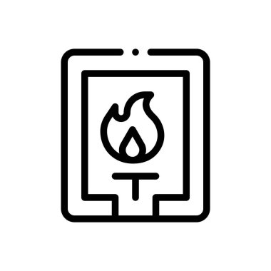 Yangın alarmı simgesi. Beyaz Arkaplanda İnce Doğrusal Tasarım