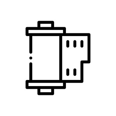 Film rulosu ikonu. Beyaz Arkaplanda İnce Doğrusal Tasarım