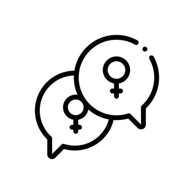 Feminizm simgesi. Beyaz Arkaplanda İnce Doğrusal Tasarım