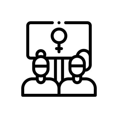 Feminizm simgesi. Beyaz Arkaplanda İnce Doğrusal Tasarım