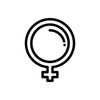 Feminizm simgesi. Beyaz Arkaplanda İnce Doğrusal Tasarım