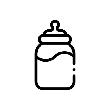 Beslenme şişesi simgesi. Beyaz Arkaplanda İnce Doğrusal Tasarım