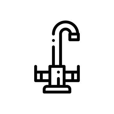 Musluk simgesi. Beyaz Arkaplanda İnce Doğrusal Tasarım