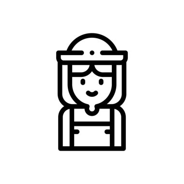 Çiftçi ikonu. Beyaz Arkaplanda İnce Doğrusal Tasarım