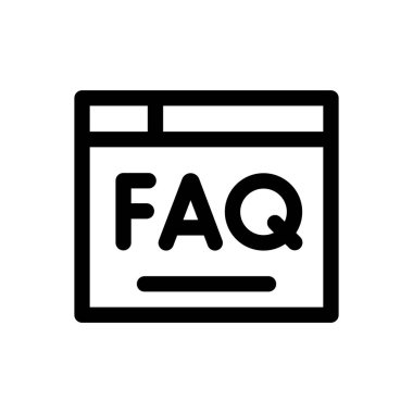 Faq simgesi. Beyaz Arkaplanda İnce Doğrusal Tasarım