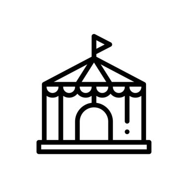 Fuar alanı ikonu. Beyaz Arkaplanda İnce Doğrusal Tasarım