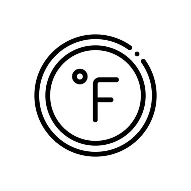 Fahrenheit simgesi. Beyaz Arkaplanda İnce Doğrusal Tasarım