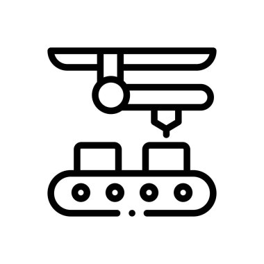 Fabrika ikonu. Beyaz Arkaplanda İnce Doğrusal Tasarım