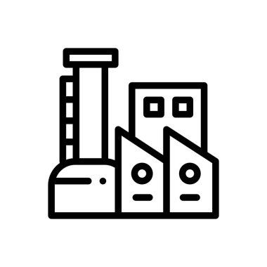 Fabrika ikonu. Beyaz Arkaplanda İnce Doğrusal Tasarım