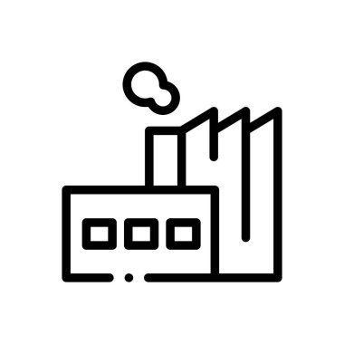 Fabrika ikonu. Beyaz Arkaplanda İnce Doğrusal Tasarım