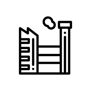 Fabrika ikonu. Beyaz Arkaplanda İnce Doğrusal Tasarım