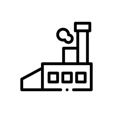 Fabrika ikonu. Beyaz Arkaplanda İnce Doğrusal Tasarım