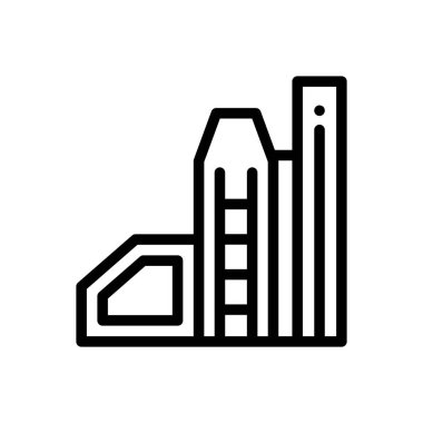 Fabrika ikonu. Beyaz Arkaplanda İnce Doğrusal Tasarım