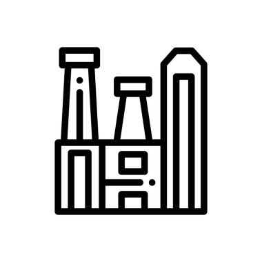 Fabrika ikonu. Beyaz Arkaplanda İnce Doğrusal Tasarım