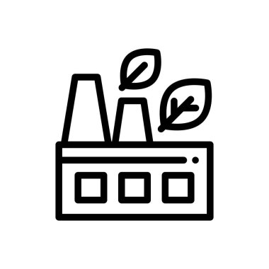 Fabrika ikonu. Beyaz Arkaplanda İnce Doğrusal Tasarım