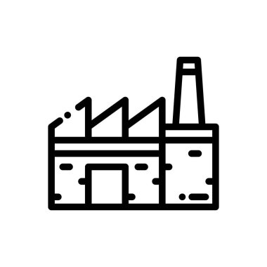 Fabrika ikonu. Beyaz Arkaplanda İnce Doğrusal Tasarım
