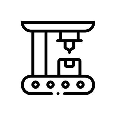 Fabrika ikonu. Beyaz Arkaplanda İnce Doğrusal Tasarım