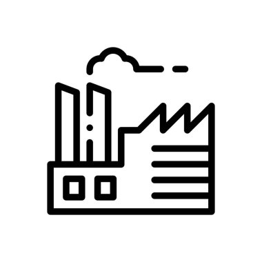 Fabrika ikonu. Beyaz Arkaplanda İnce Doğrusal Tasarım