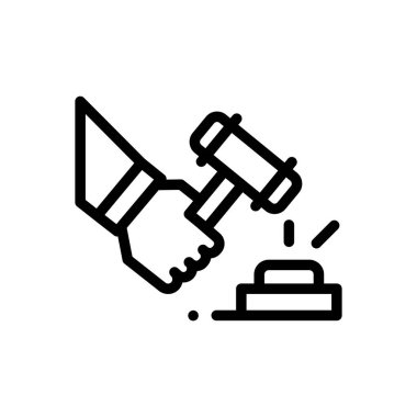 Çekiç simgesi. Beyaz Arkaplanda İnce Doğrusal Tasarım