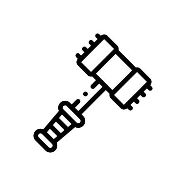 Çekiç simgesi. Beyaz Arkaplanda İnce Doğrusal Tasarım