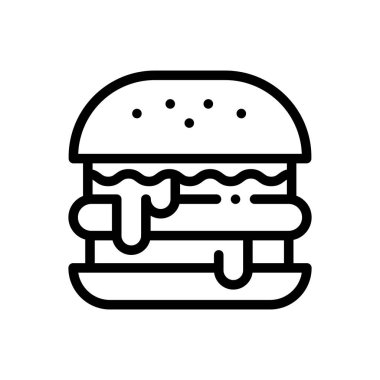 Hamburger ikonu. Beyaz Arkaplanda İnce Doğrusal Tasarım