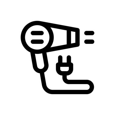 Saç kurutma makinesi ikonu. Beyaz Arkaplanda İnce Doğrusal Tasarım