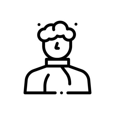 Saç peruğu ikonu. Beyaz Arkaplanda İnce Doğrusal Tasarım