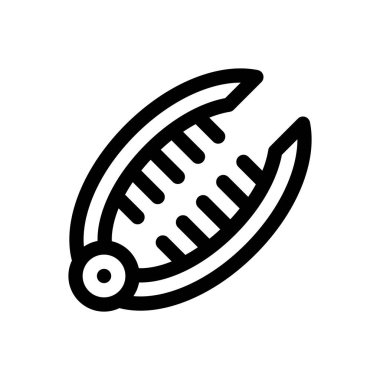 Saç tokası ikonu. Beyaz Arkaplanda İnce Doğrusal Tasarım