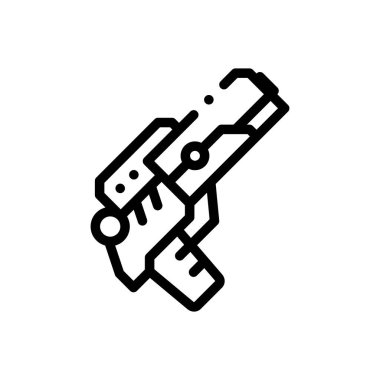 Silah ikonu. Beyaz Arkaplanda İnce Doğrusal Tasarım