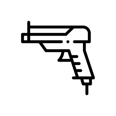 Silah ikonu. Beyaz Arkaplanda İnce Doğrusal Tasarım