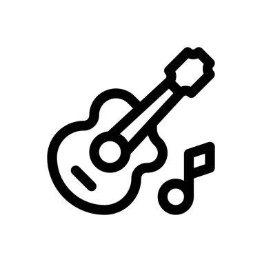 Gitar ikonu. Beyaz Arkaplanda İnce Doğrusal Tasarım