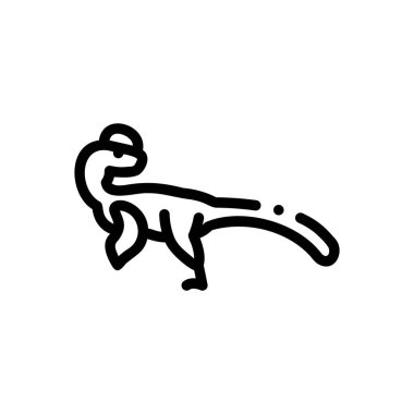 Guanlong ikonu. Beyaz Arkaplanda İnce Doğrusal Tasarım