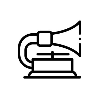 gramfon simgesi. Beyaz Arkaplanda İnce Doğrusal Tasarım