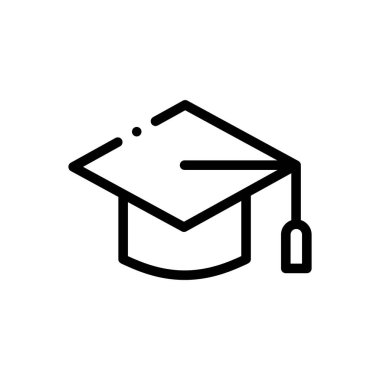 Mezuniyet ikonu. Beyaz Arkaplanda İnce Doğrusal Tasarım